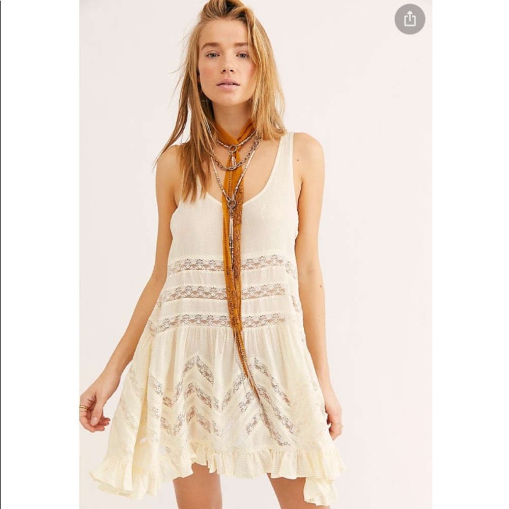 Free People Voile and Lace Trapeze Slip Tea S